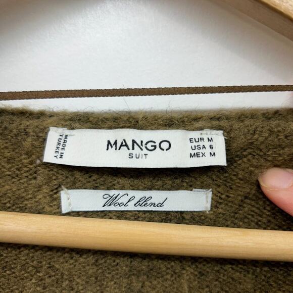 MANGO Neutral Brown Minimalist Wool Blend Long Sleeve Mini Knit Sweater Dress 6 - Picture 5 of 6